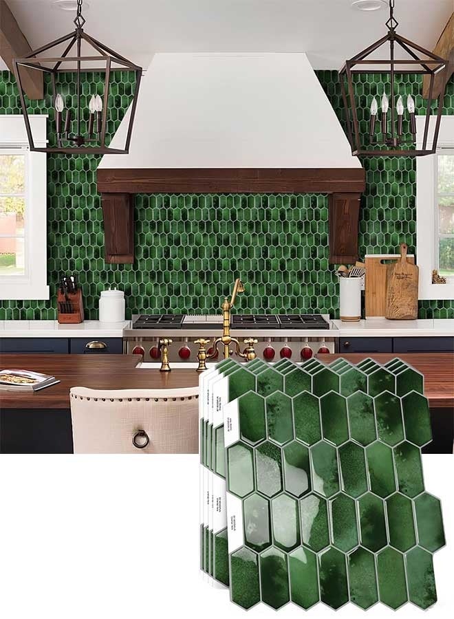 RAWAID 5 Sheets Long Hexagon Peel and Stick Tiles Backsplash, 3D Self Adhesive Wall Tile Back Splash, 12 x 12 Inch, for Kitchen,Bathroom - Image 1